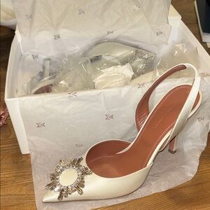 Amina Muaddi Begum Satin Slingback Pumps